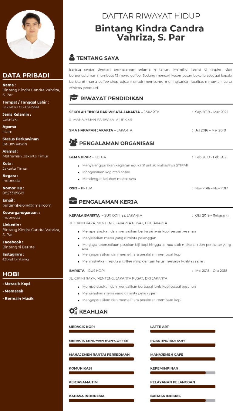 Detail Contoh Cv Barista Dan Tips Membuatnya Blog Bikincv My XXX Hot Girl