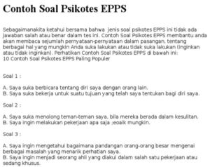 Tes Psikotes Edward Personal Prefenrece Schedule (EPPS)