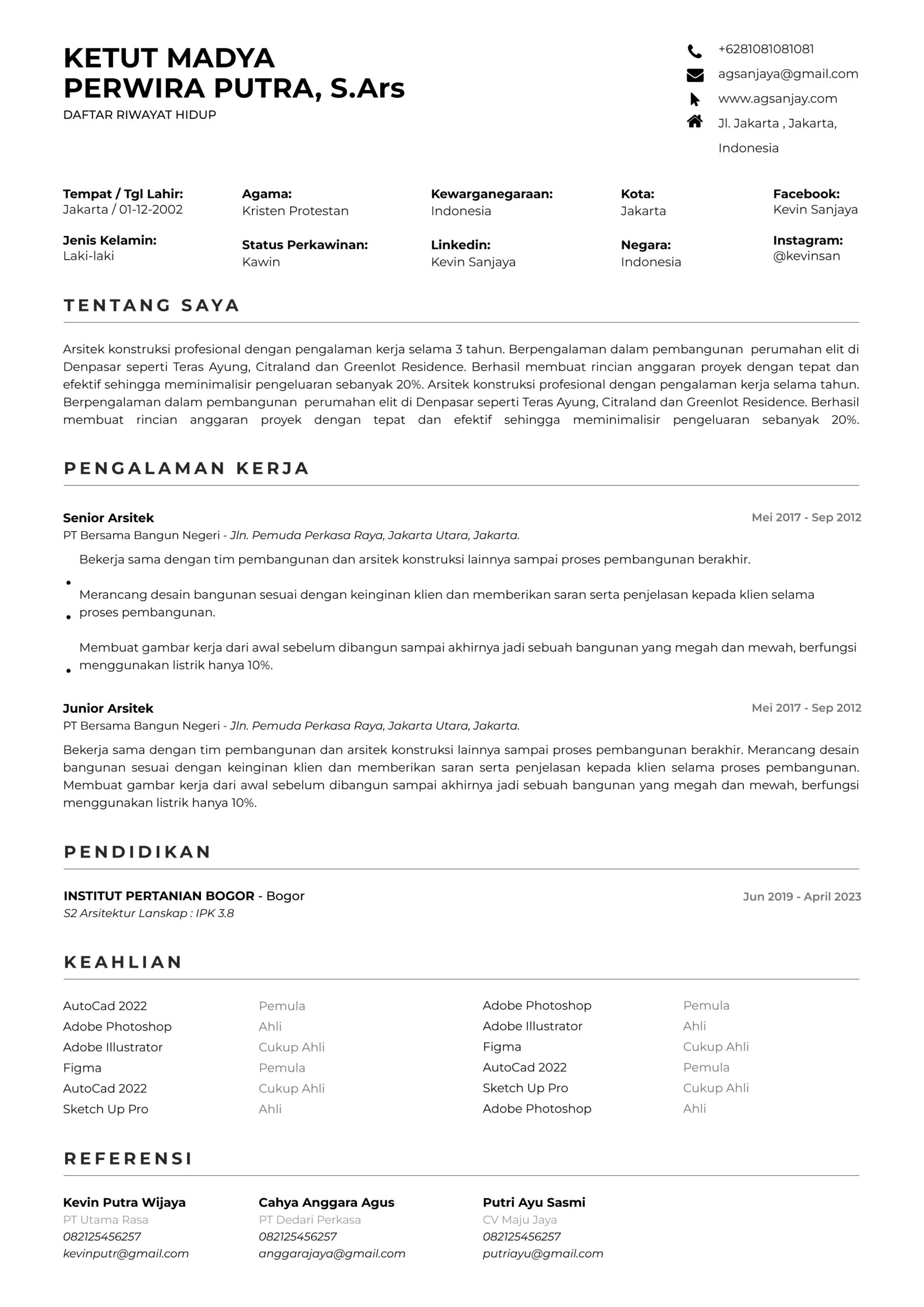 Template CV ATS Pandawa