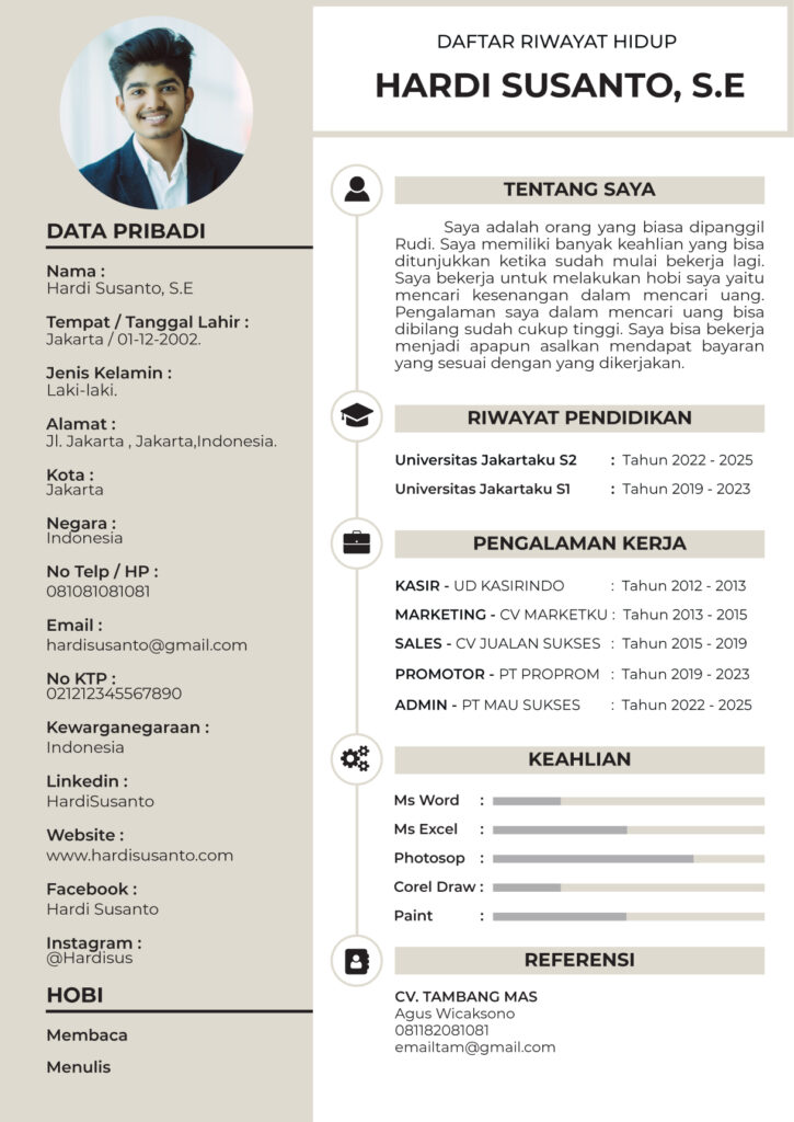 Contoh Cv Lamaran Kerja Pdf Yang Baik Dan Benar Terbaru Blog Bikincv